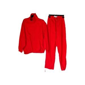 BOBBIE BURNS COLLECTIONS Vintage Women's Red Nylon Tracksuit Set Sz MED
